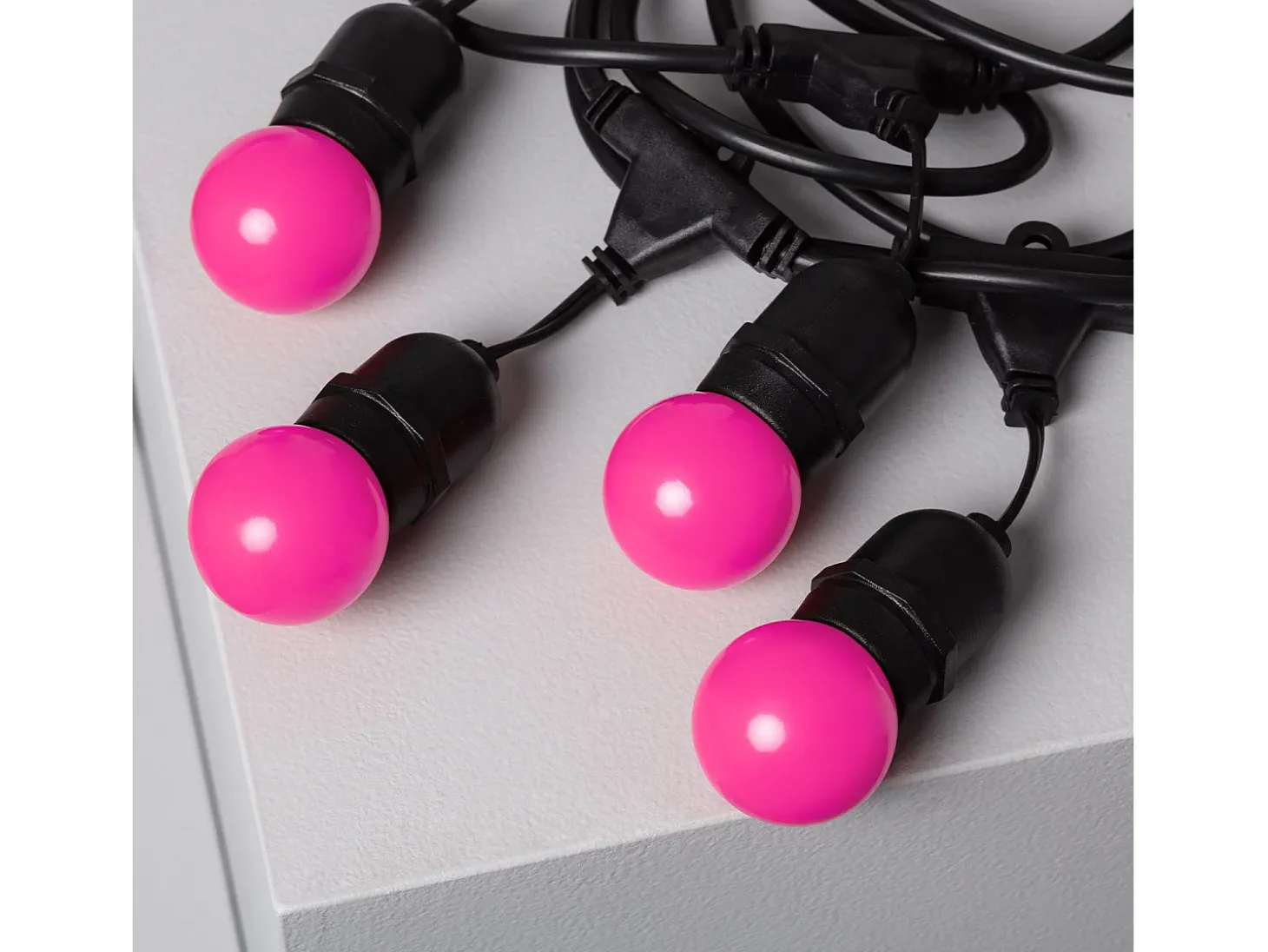 Guirnalda Exterior con Bombillas LED E27 5.5m IP65 Negro Rosa