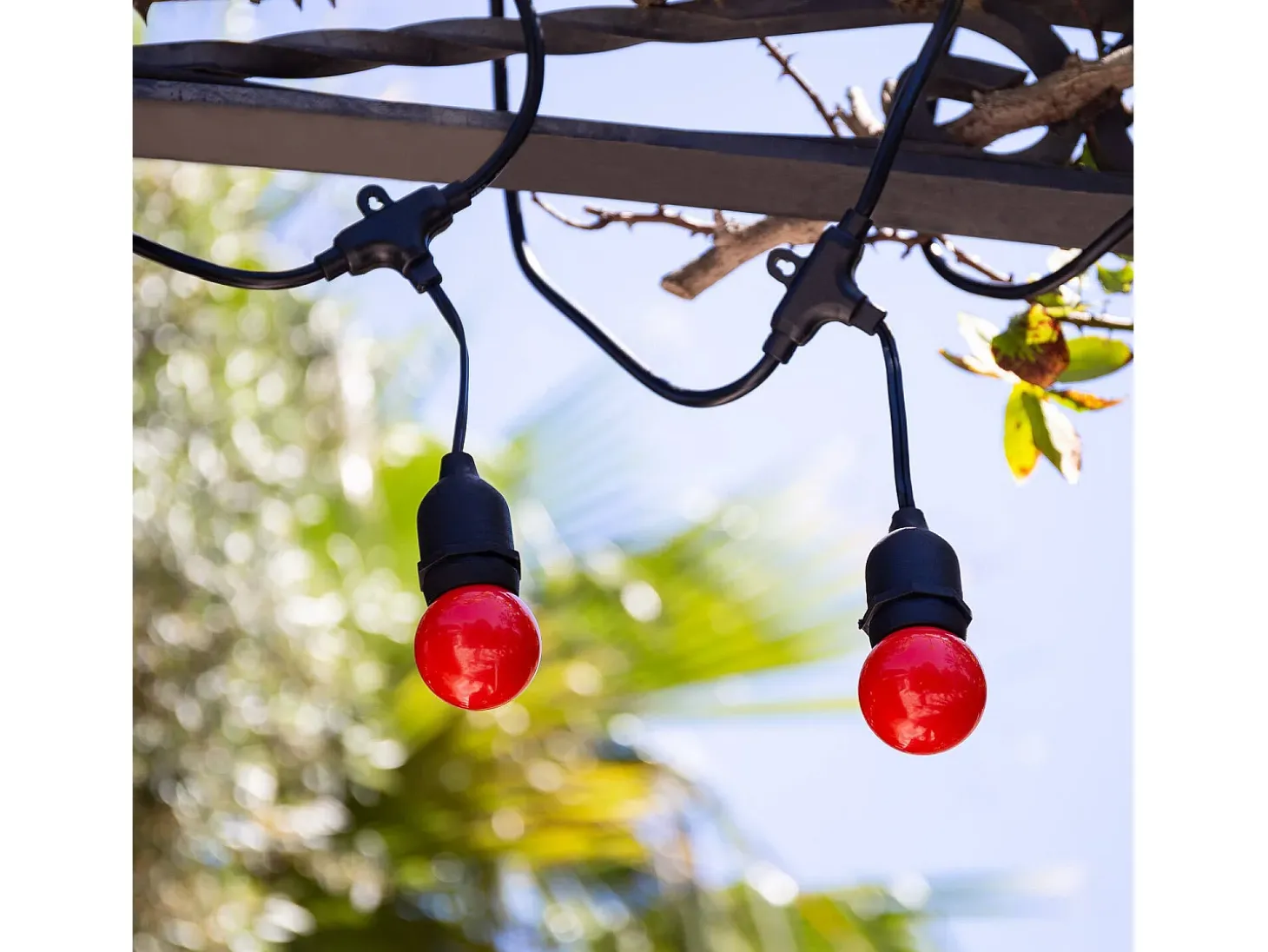 Guirnalda Exterior con Bombillas LED E27 5.5m IP65 Negro Rojo
