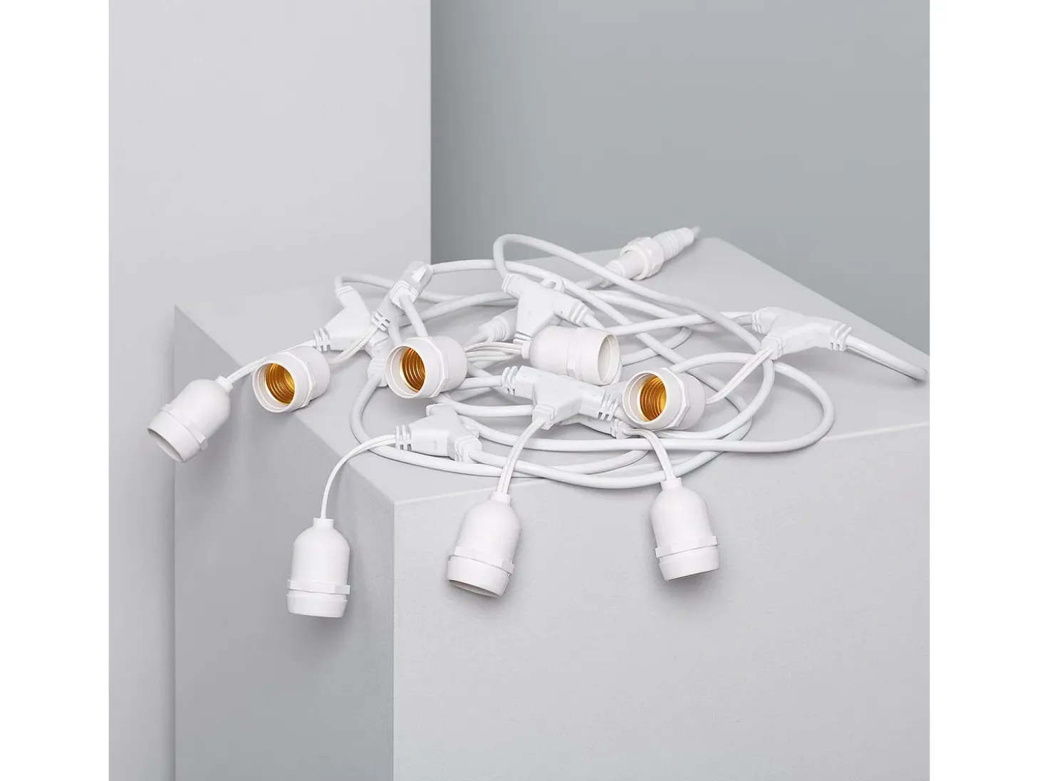 Guirnalda Luces Exterior con 8 Portalámparas E27 5.5m Blanco IP65 Blanco