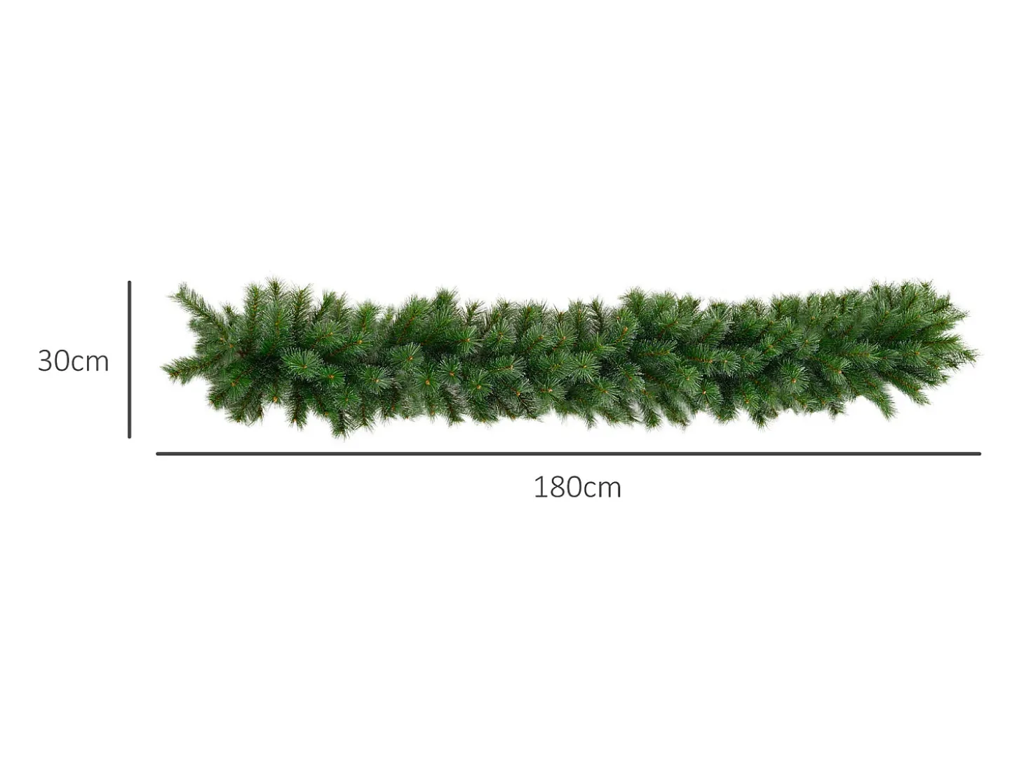 Guirnalda navideña artificial de 1,8 m con 160 ramas, decorativa para escaleras y chimenea, flameada, en plástico verde (180x30x30 cm)