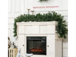 Guirnalda navideña artificial de 1,8 m con 160 ramas, decorativa para escaleras y chimenea, flameada, en plástico verde (180x30x30 cm)