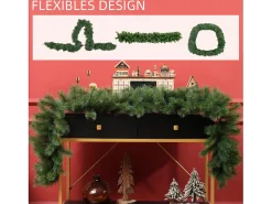 Guirnalda navideña artificial de 1,8 m con 160 ramas, decorativa para escaleras y chimenea, flameada, en plástico verde (180x30x30 cm)
