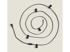 Guirnaldas para Exterior IP44 Cable Eléctrico Plano con Portalámparas E27 a Medida Negro 15 m