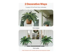 Helecho Artificial SucceBuy, Pack de 2, Helecho Falso de Boston 80-86 cm, 30 Hojas, Colgante, Decoración Interior/Exterior, Hogar/Oficina, Maceta No Incluida