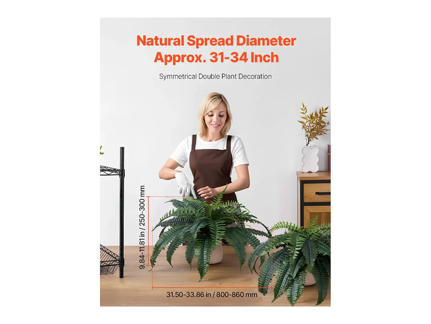 Helecho Artificial SucceBuy, Pack de 2, Helecho Falso de Boston 80-86 cm, 30 Hojas, Colgante, Decoración Interior/Exterior, Hogar/Oficina, Maceta No Incluida