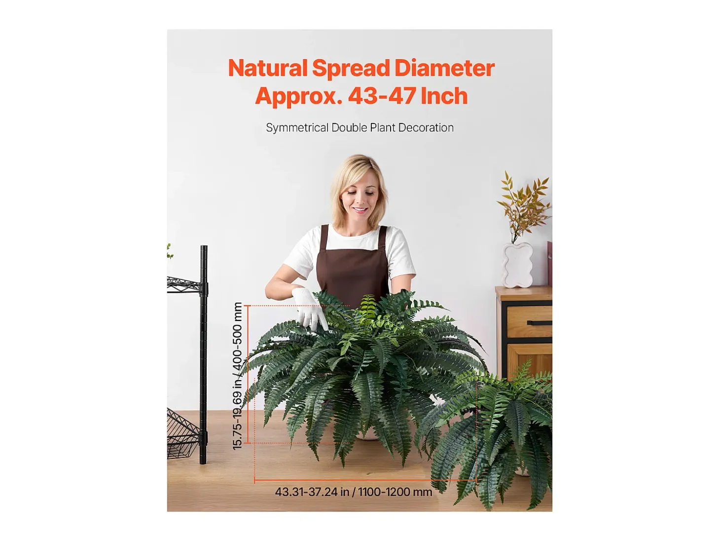 Helecho Artificial SucceBuy, Pack de 2, Helecho Falso de Boston 110-120 cm, 50 Hojas, Colgante, Decoración Interior/Exterior, Hogar/Oficina, Maceta No Incluida