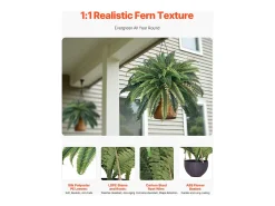 Helecho Artificial SucceBuy, Helecho Falso de Boston 95-105 cm, 80 Hojas, Con Maceta, Colgante/Colocada, Decoración Interior/Exterior, Hogar/Oficina