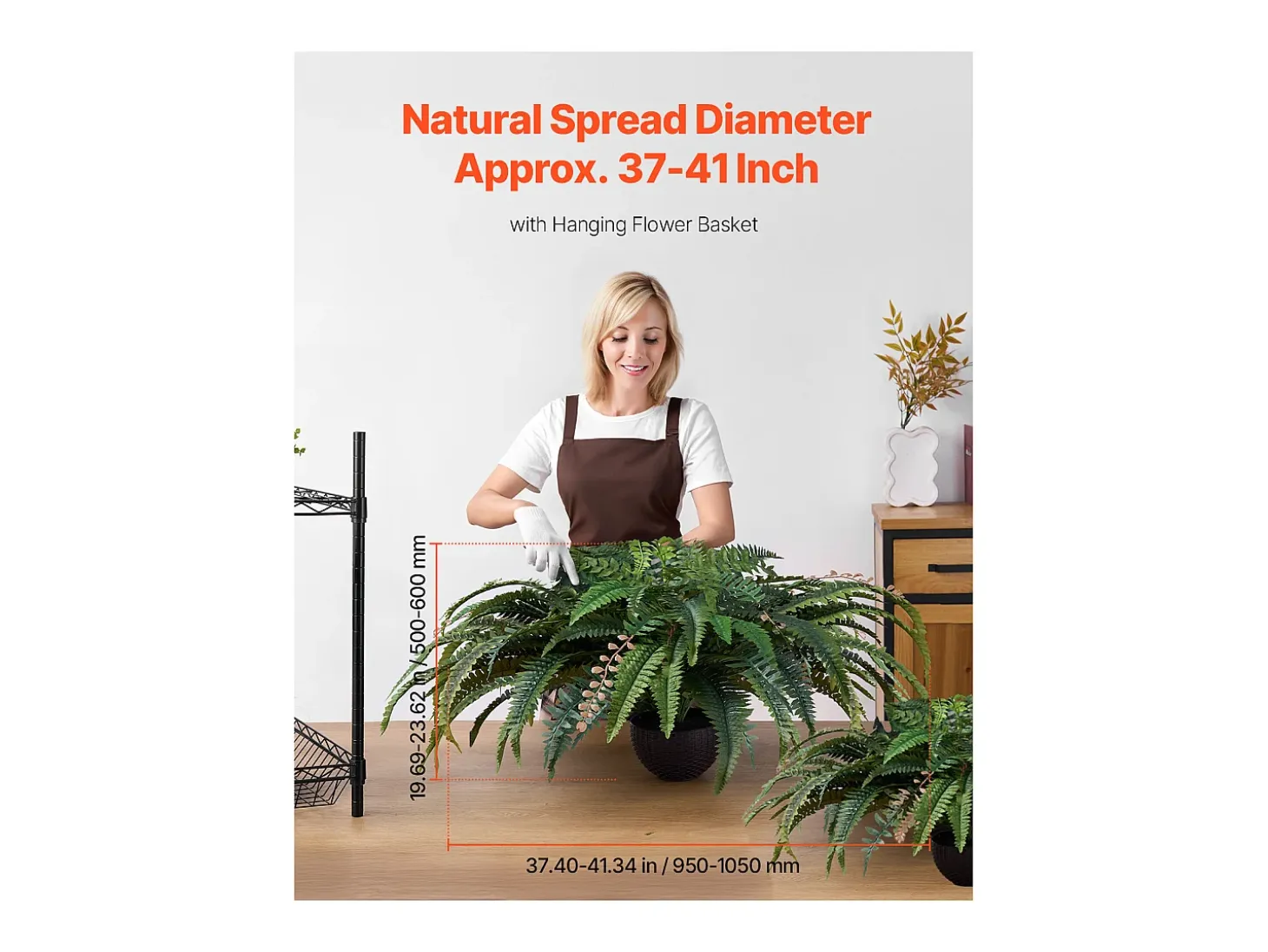 Helecho Artificial SucceBuy, Helecho Falso de Boston 95-105 cm, 80 Hojas, Con Maceta, Colgante/Colocada, Decoración Interior/Exterior, Hogar/Oficina