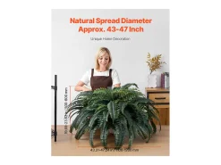 Helecho Artificial SucceBuy, Helecho Falso de Boston 110-120 cm, 88 Hojas, Grande Colgante, Decoración Interior/Exterior, Hogar/Oficina, Maceta No Incluida