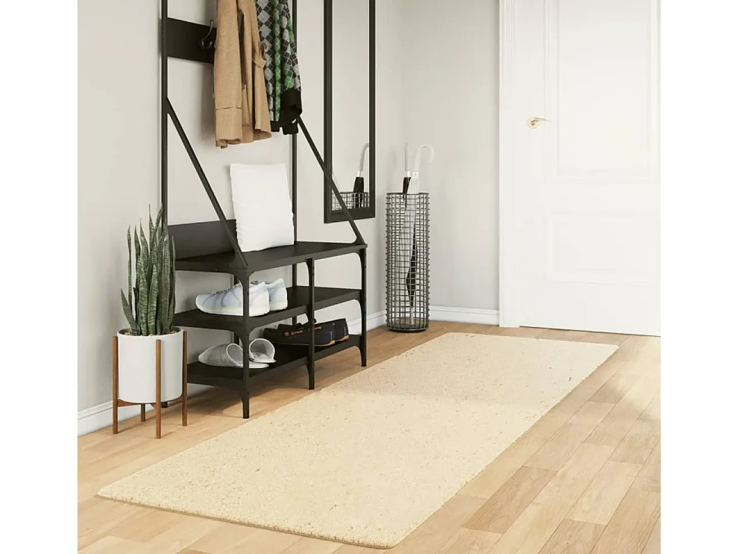 Hester Alfombra de pelo corto suave lavable HUARTE crema 80x250 cm