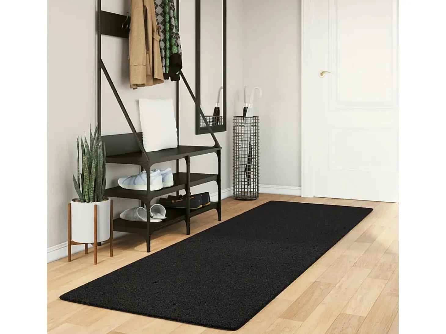 Hester Alfombra de pelo corto suave lavable HUARTE negro 80x250 cm