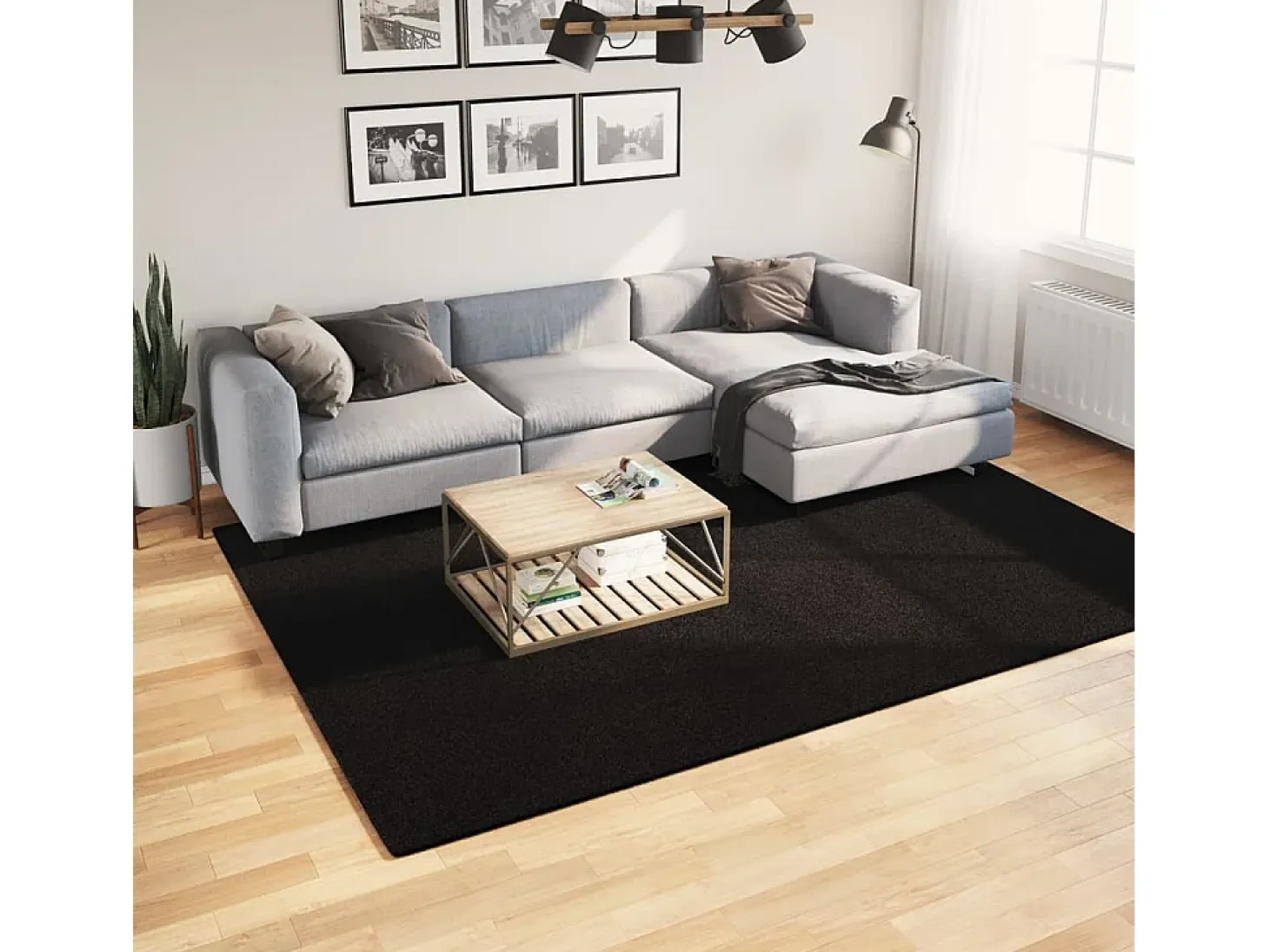 Hester Alfombra de pelo corto suave lavable HUARTE negro 200x280 cm