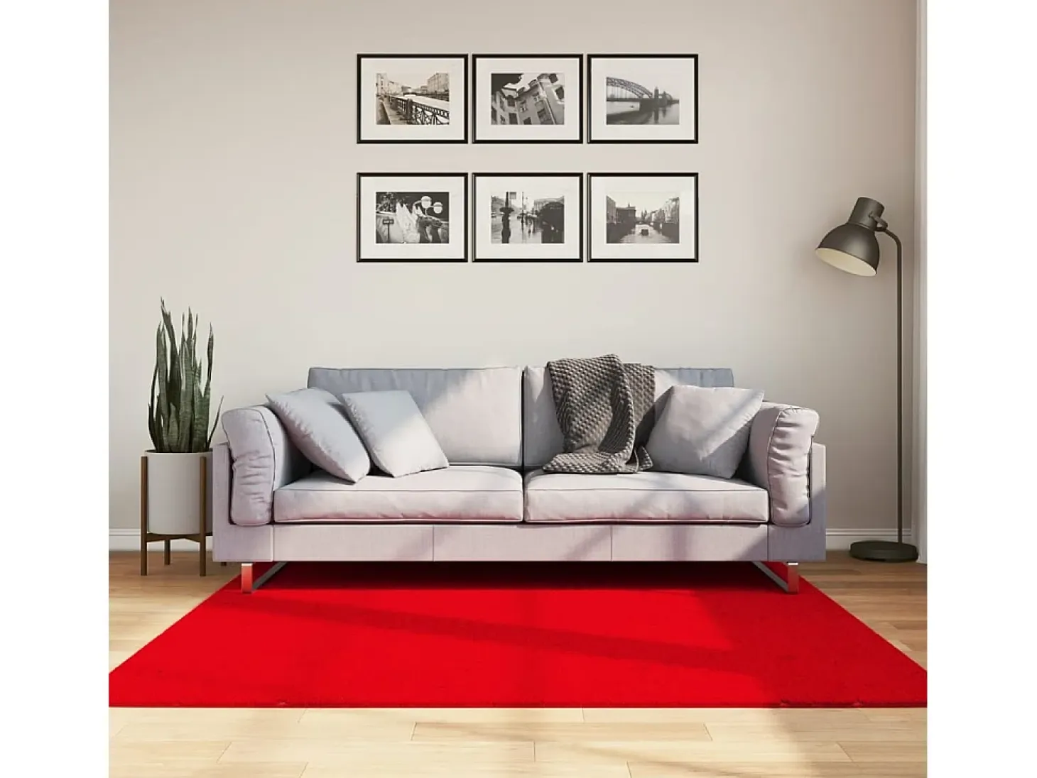 Hester Alfombra de pelo corto suave lavable HUARTE rojo 160x160 cm