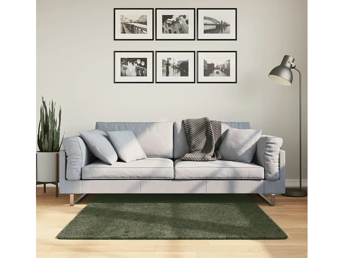 Hester Alfombra pelo corto suave lavable HUARTE verde bosque 120x120cm