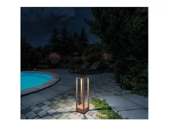 Home Pole - Poste de jardín LED para fijar al suelo - Luz nocturna cálida 3000K 230V 15W 1590lm Azafrán - Gris oscuro