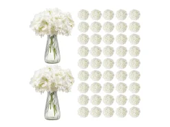 Hortensia Artificial SucceBuy Flores Artificiales 250 mm, Ramos de Flores Artificiales Aspecto Realista con Cabeza de 152,4 mm, Lote de 105, Blanco