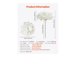 Hortensia Artificial SucceBuy Flores Artificiales 250 mm, Ramos de Flores Artificiales Aspecto Realista con Cabeza de 152,4 mm, Lote de 65, Blanco