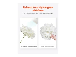 Hortensia Artificial SucceBuy Flores Artificiales 250 mm, Ramos de Flores Artificiales Aspecto Realista con Cabeza de 152,4 mm, Lote de 205, Blanco
