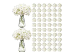 Hortensia Artificial SucceBuy Flores Artificiales 250 mm, Ramos de Flores Artificiales Aspecto Realista con Cabeza de 152,4 mm, Lote de 205, Blanco