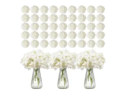 Hortensia Artificial SucceBuy Flores Artificiales 250 mm, Ramos de Flores Artificiales Aspecto Realista con Cabeza de 152,4 mm, Lote de 305, Blanco