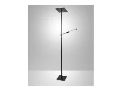 Ideal - Lámpara de pie LED negra de metal H.180 cm Fabas Luce - 2 luces de 40W y 8W con LED integrado 3000K