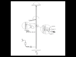 Ideal - Lámpara de pie LED negra de metal H.180 cm Fabas Luce - 2 luces de 40W y 8W con LED integrado 3000K