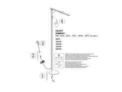 Ideal - Lámpara de pie LED negra orientable de metal H.180 cm Fabas Luce - Luz LED integrada de 35W CCT (3000K 4000K 5000K 6000K)