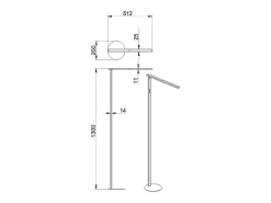 Ideal - Lámpara de pie LED negra orientable de metal H.180 cm Fabas Luce - Luz LED integrada de 35W CCT (3000K 4000K 5000K 6000K)