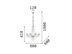 Ideal Lux Amadeus - Lámpara colgante de 8 luces Transparente, E14