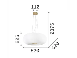 Ideal Lux Arizona - Lámpara colgante de techo redonda 5 luces blanco