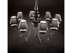 Ideal Lux Blanche - Lámpara de araña de 8 luces con brazos múltiples, acabado negro, E14