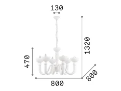Ideal Lux Bon Bon - Araña de luces con brazos múltiples, acabado blanco, E14, 6 luces