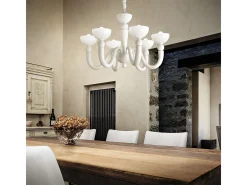 Ideal Lux Bon Bon - Lámpara de araña de 8 luces con varios brazos, acabado blanco, E14