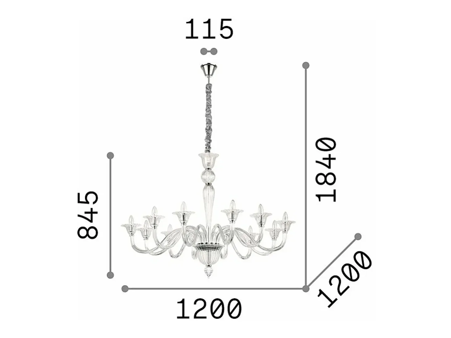Ideal Lux Brigitta - Lámpara colgante de 12 luces, ámbar, E14