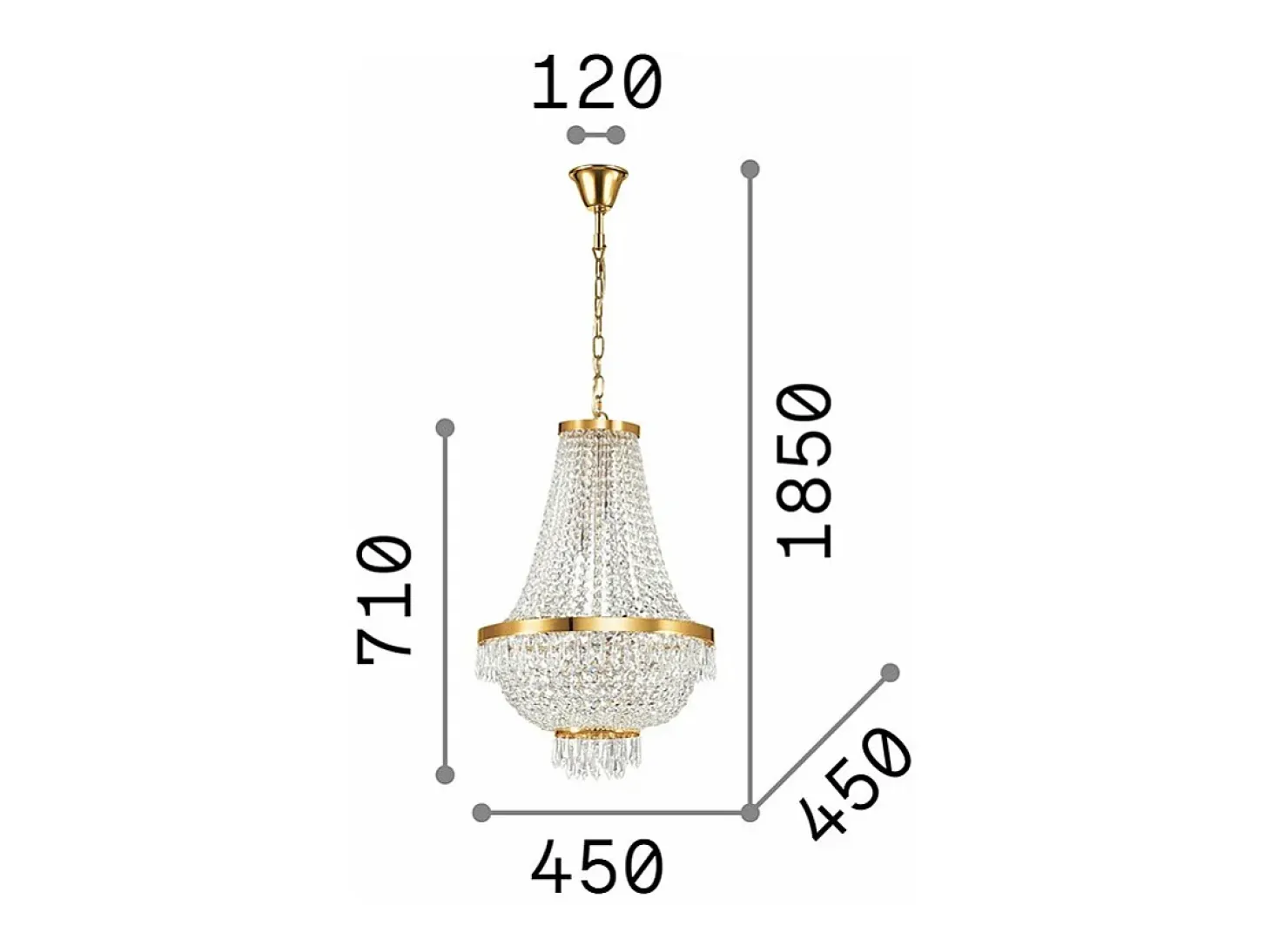 Ideal Lux Caesar - 9 Araña de luces de cristal con acabado dorado, G9