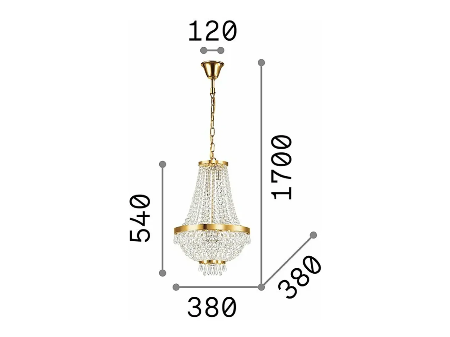 Ideal Lux Caesar - Lámpara de araña de cristal de 6 luces con acabado cromado, G9