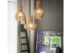 Ideal Lux Citrus - 1 lámpara colgante de techo de madera, E27