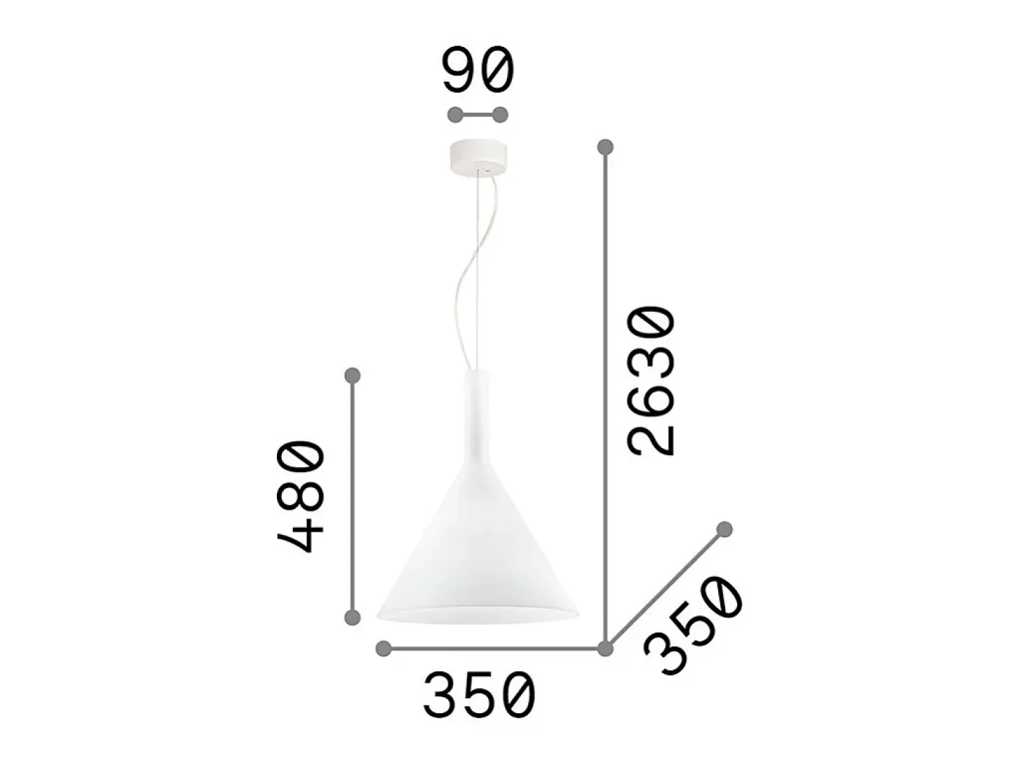 Ideal Lux Cocktail - Lámpara colgante de techo tipo domo grande con 1 luz blanca, E27