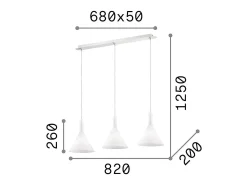 Ideal Lux Cocktail - Lámpara colgante de techo de 3 luces blanca, E14