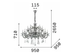 Ideal Lux Colossal - Lámpara de araña de 15 luces con acabado ahumado, E14
