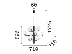 Ideal Lux Copernico - Lámpara colgante de techo con múltiples brazos, 12 luces, Negro, G9