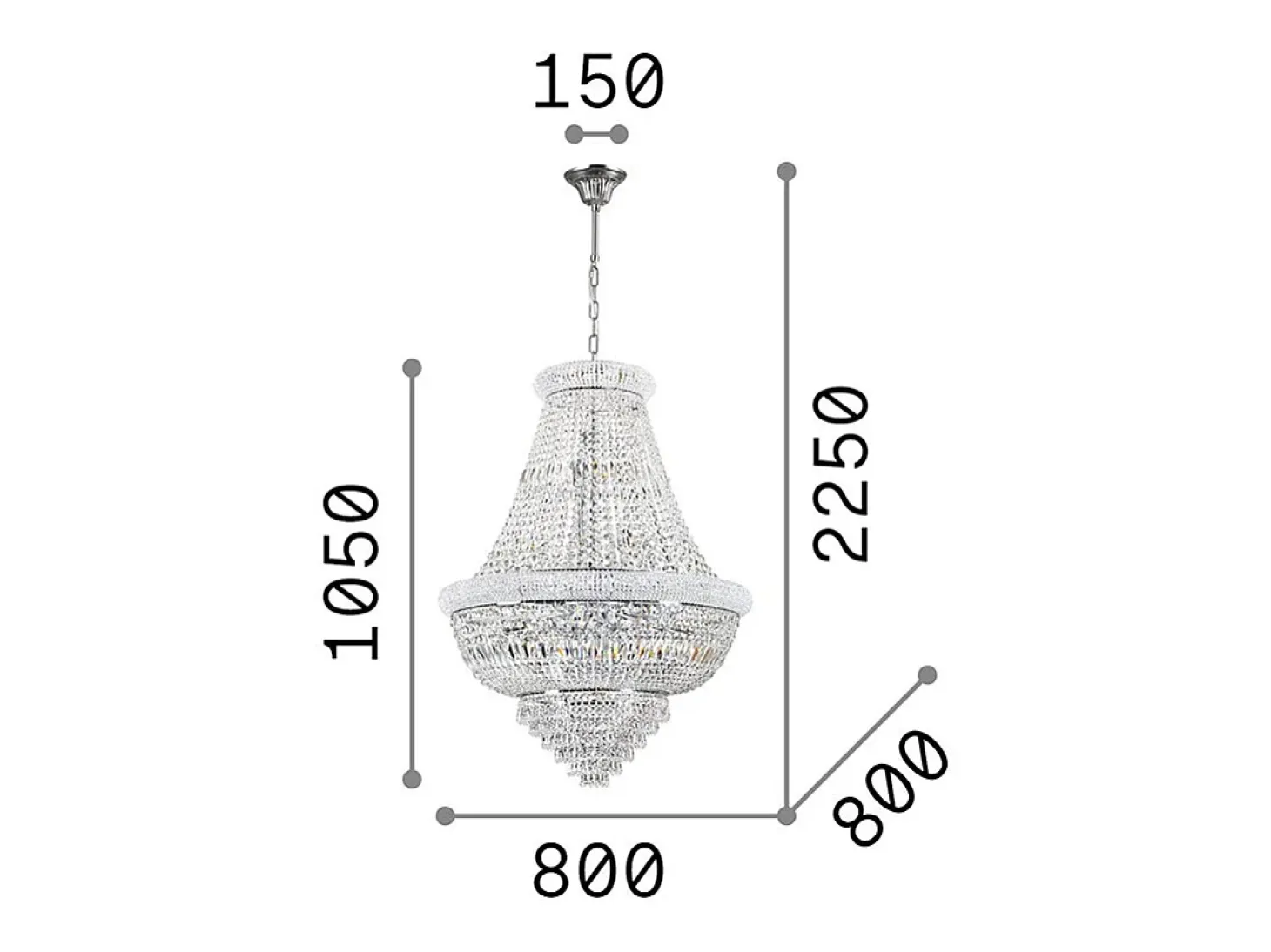 Ideal Lux DUBAI - Lámpara colgante tipo candelabro de techo para interiores, 24 luces, oro, E14
