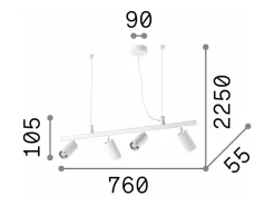 Ideal Lux DYNAMITE - Lámpara colgante de techo con 4 luces para interior Negro, GU10