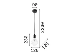 Ideal Lux Edison - Lámpara colgante de techo con 1 luz Negra, E27