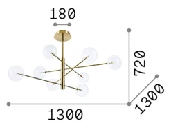 Ideal Lux EQUINOXE Plafón Semi Empotrado 8 Luces Multi Brazo Cromo