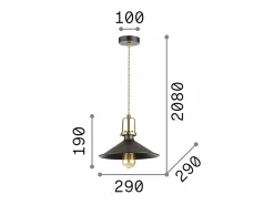 Ideal Lux ERIS-3 - Lámpara colgante de techo tipo domo para interior 1 luz Negro, E27