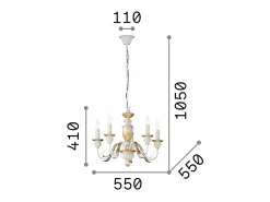 Ideal Lux Firenze - Lámpara de araña de 5 luces marfil, acabado dorado, E14