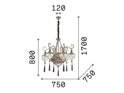 Ideal Lux Harem - Araña de luces ámbar con brazos múltiples, 9 luces, acabado de latón antiguo, E27