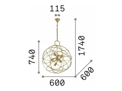 Ideal Lux Konse - Colgante de techo esférico de 6 luces Dorado
