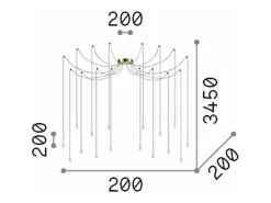 Ideal Lux LUCCIOLA Lámpara colgante de techo con racimo de 16 luces LED, negra, 3000 K, no regulable